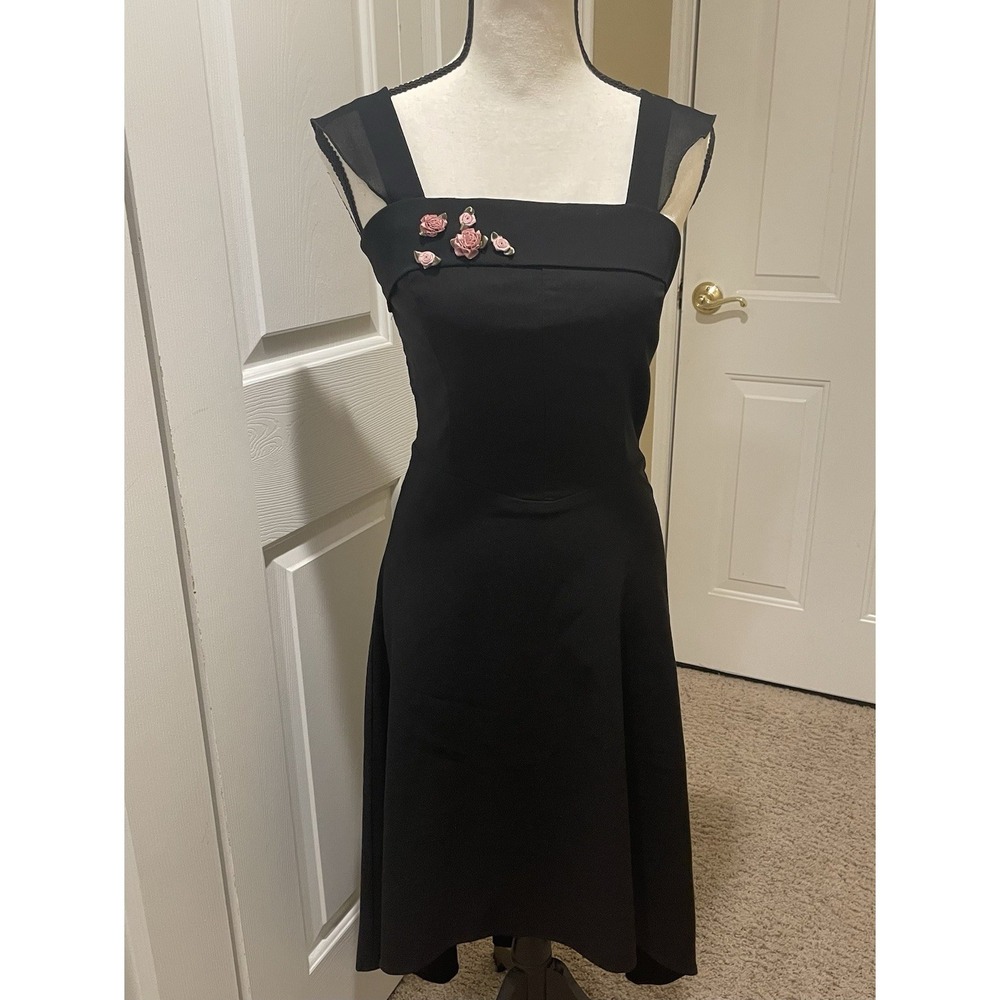 Vtg Ruby Rox Y2K Black Midi Cocktail Dress High Low Sleeveless Sz 7 Retro LBD